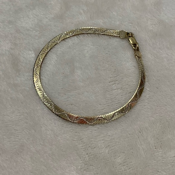 Milor Jewelry - VTG Sterling Silver Gold Milor Italy Etched 7.5”Herringbone Chain Bracelet